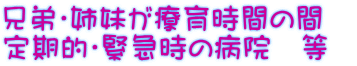 兄弟・姉妹が療育時間の間　 定期的・緊急時の病院　等